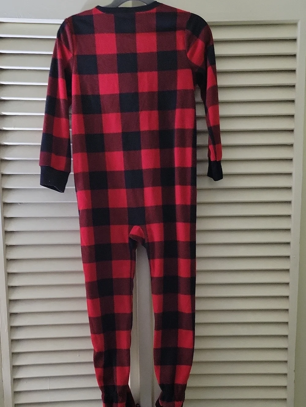 Old Navy Red and Black Buffalo Plaid Footed One-Piece Pajamas